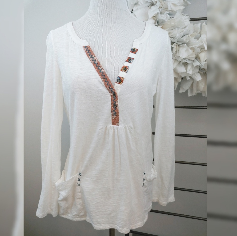 Anthropologie Little Yellow Button Long Sleeve top
